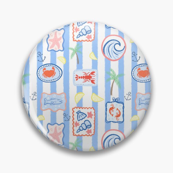 Item preview, Coastal nautical fish beach seamless repeat pattern designed and sold by ButterflyKissCollab.