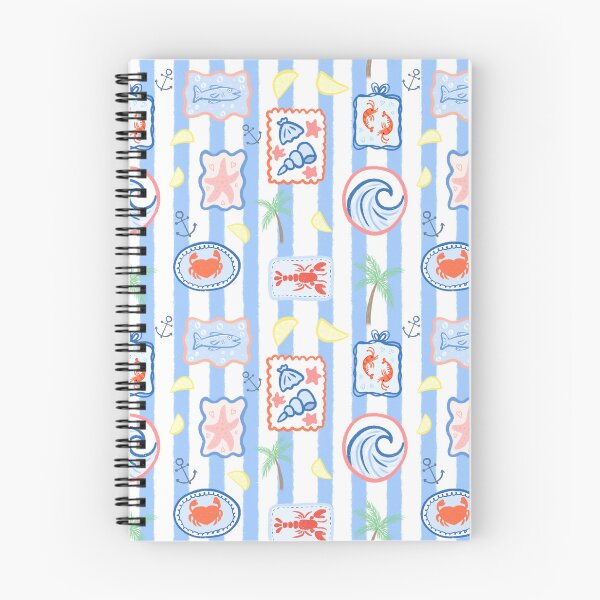 Item preview, Coastal nautical fish beach seamless repeat pattern designed and sold by ButterflyKissCollab.