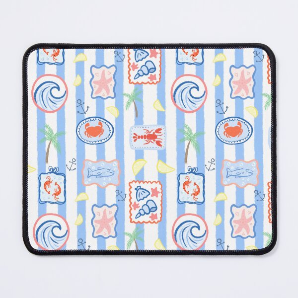 Item preview, Coastal nautical fish beach seamless repeat pattern designed and sold by ButterflyKissCollab.