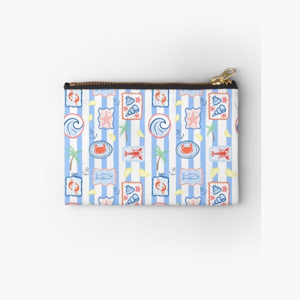 Item preview, Coastal nautical fish beach seamless repeat pattern designed and sold by ButterflyKissCollab.
