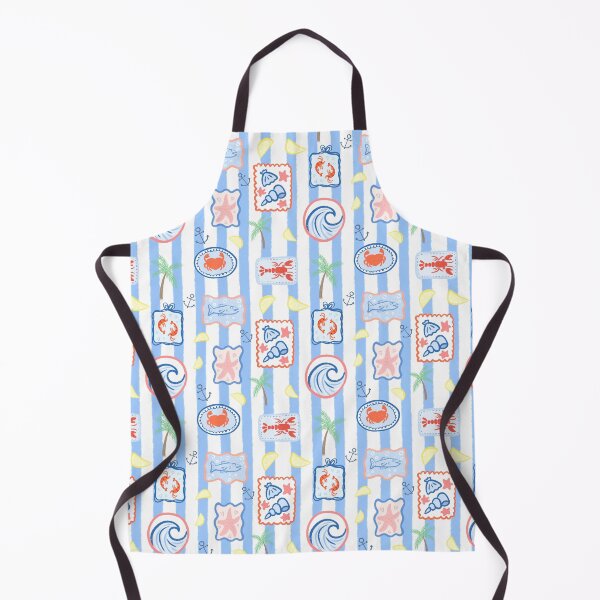 Item preview, Coastal nautical fish beach seamless repeat pattern designed and sold by ButterflyKissCollab.