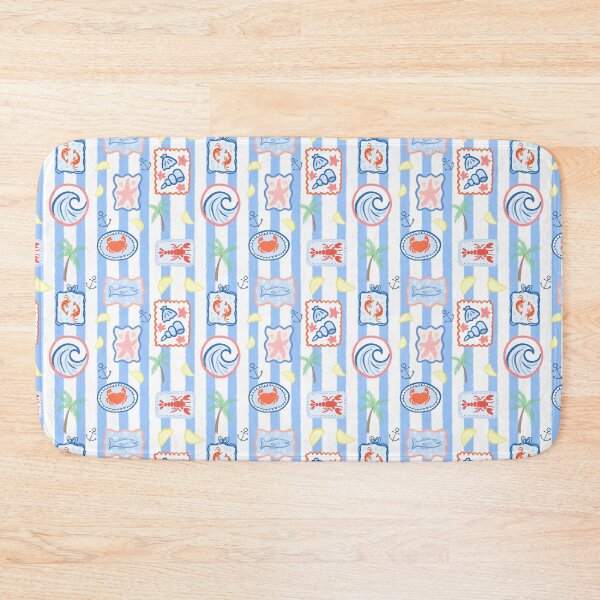 Item preview, Coastal nautical fish beach seamless repeat pattern designed and sold by ButterflyKissCollab.