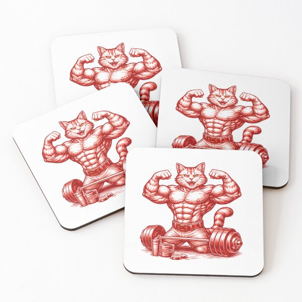 Item preview, Buff Cat Gym Sticker designed and sold by PIXEL POP DESIGNS - Beyond the Norm!.