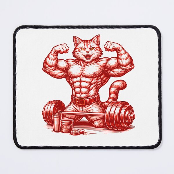Item preview, Buff Cat Gym Sticker designed and sold by PIXEL POP DESIGNS - Beyond the Norm!.