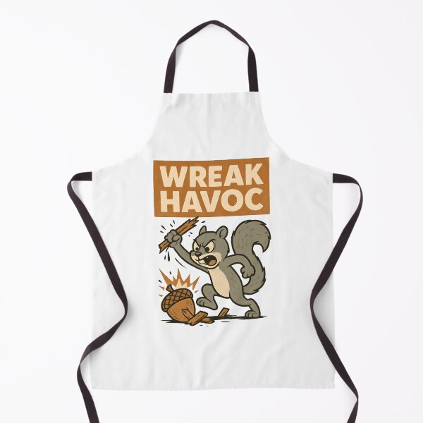 Item preview, "Wreak Havoc" Angry Squirrel Smashing Acorn Funny Retro Cartoon. designed and sold by The-T-In-Retro.
