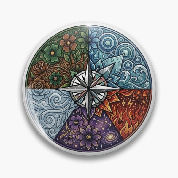 Item preview, "Elemental Balance Compass: Nature's Five Forces Mandala" designed and sold by Blue Bird  Designs.