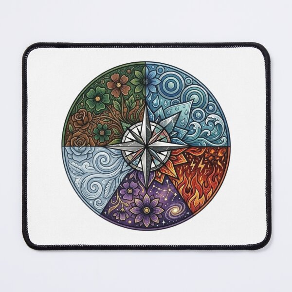 Item preview, "Elemental Balance Compass: Nature's Five Forces Mandala" designed and sold by Blue Bird  Designs.