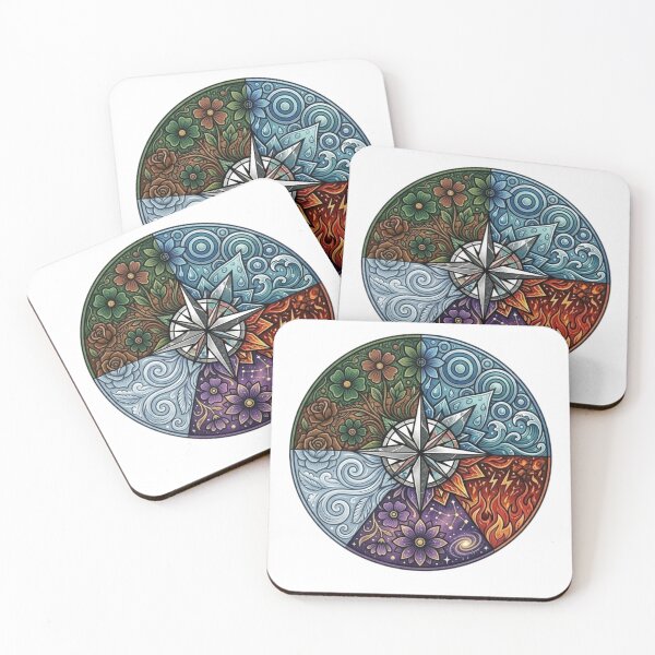 Item preview, "Elemental Balance Compass: Nature's Five Forces Mandala" designed and sold by Blue Bird  Designs.