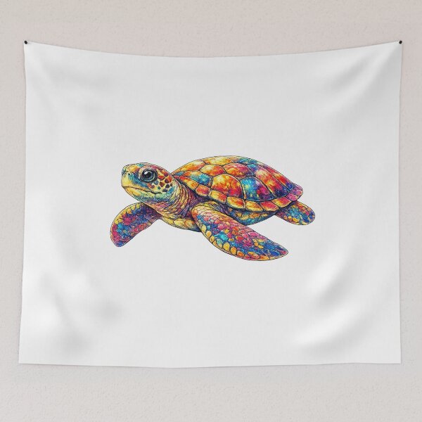 Item preview, Colorful Psychedelic Sea Turtle Art – Vibrant Ocean Turtle Illustration Gift for Sea Lovers designed and sold by art2print.