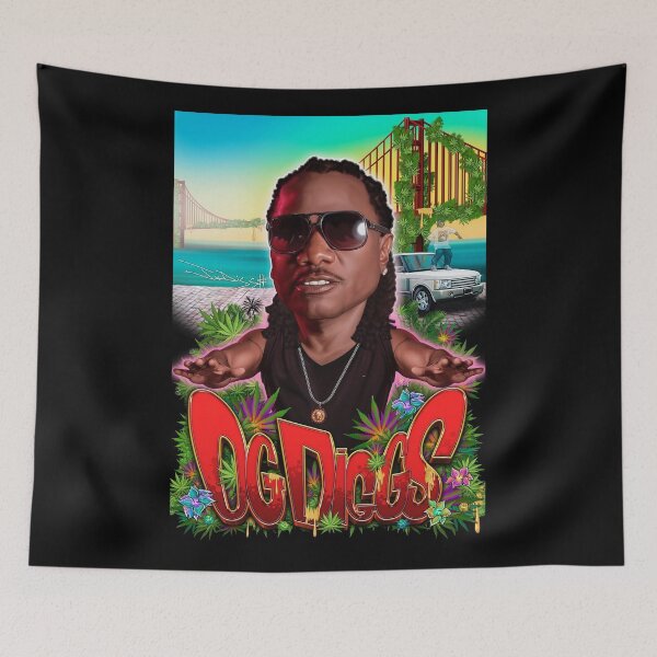 Item preview, OG Diggs Bay Area Legend – Golden Gate Cannabis Cartoon Street Art designed and sold by DyfunctionalTee.