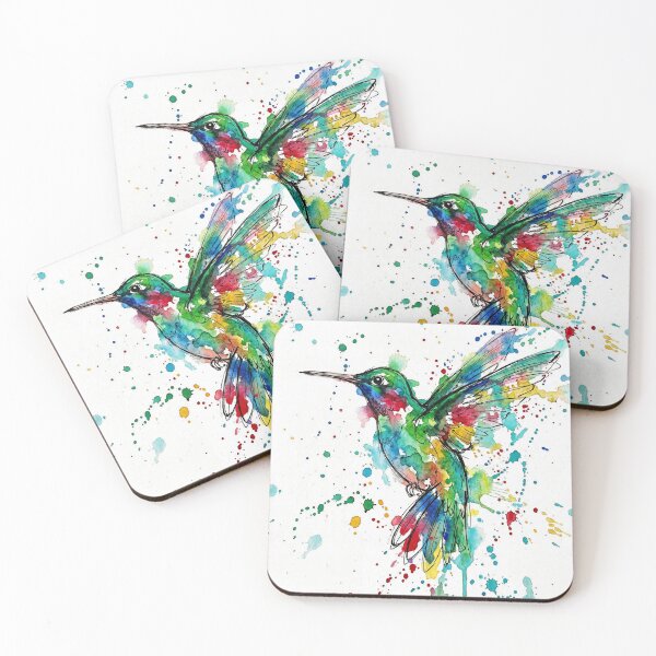 Item preview, Vibrant Hummingbird in Flight – Abstract Ink & Watercolour Splash Art designed and sold by Printpix.