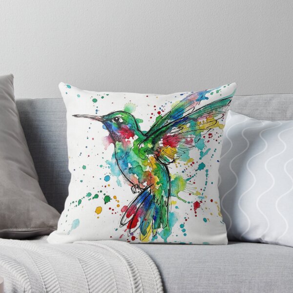 Item preview, Vibrant Hummingbird in Flight – Abstract Ink & Watercolour Splash Art designed and sold by Printpix.
