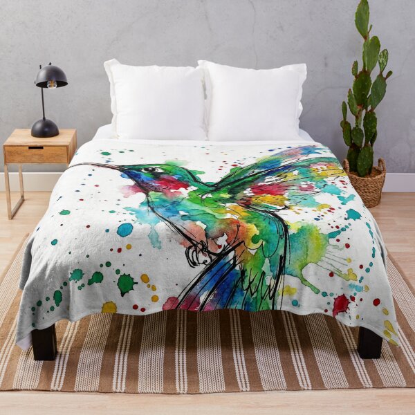 Item preview, Vibrant Hummingbird in Flight – Abstract Ink & Watercolour Splash Art designed and sold by Printpix.