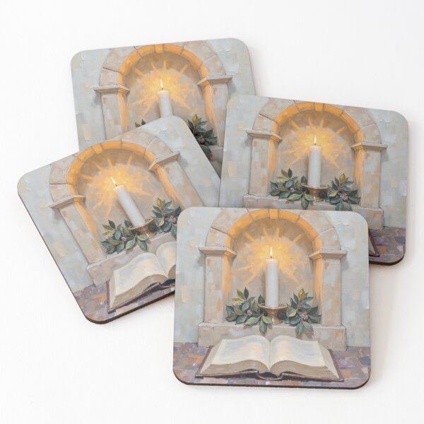 Item preview, Glowing Candle and Open Bible designed and sold by Devotica.