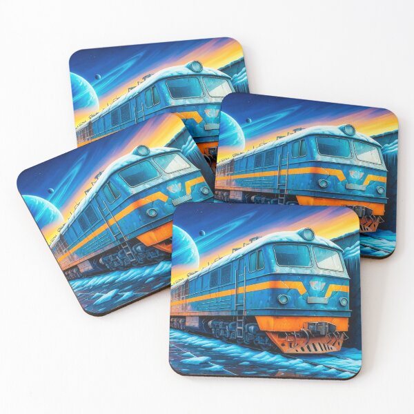 Item preview, Futuristic Train in Sci-Fi Landscape with Blue Planet - Digital Art designed and sold by Gabi.Media.