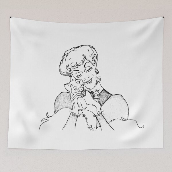 Item preview, Elegant Woman with Cat · Black and White Illustration · Vintage Animation Inspired Art · Feline Illustration designed and sold by Atropa Parcae.