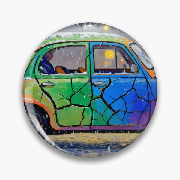 Item preview, Colorful Vintage Car on a Snowy Winter Evening Street designed and sold by Gabi.Media.