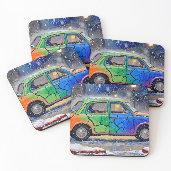 Item preview, Colorful Vintage Car on a Snowy Winter Evening Street designed and sold by Gabi.Media.
