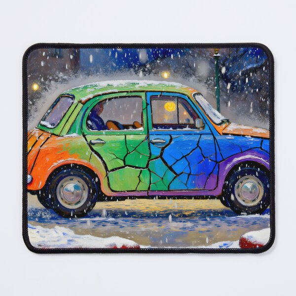 Item preview, Colorful Vintage Car on a Snowy Winter Evening Street designed and sold by Gabi.Media.