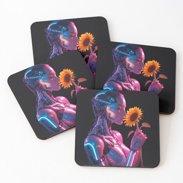Item preview, Neon Female Android with Sunflower designed and sold by PraiaCorp.
