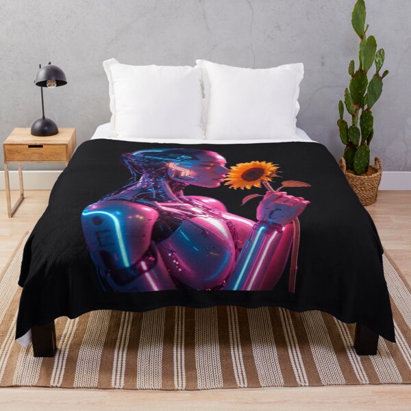 Item preview, Neon Female Android with Sunflower designed and sold by PraiaCorp.