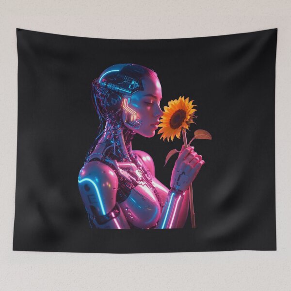 Item preview, Neon Female Android with Sunflower designed and sold by PraiaCorp.