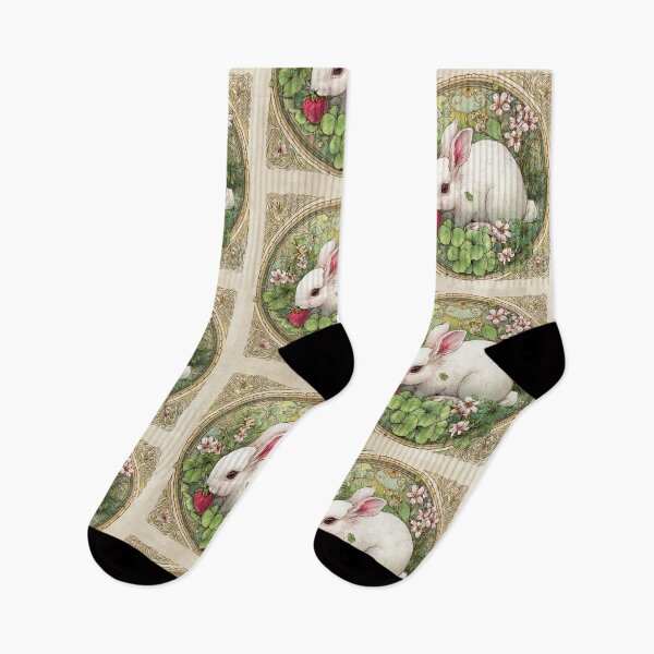 Item preview, Art nouveau bunny with strawberry designed and sold by MendaciousMina.