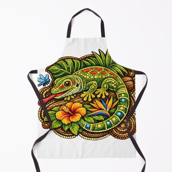 Item preview, Day Gecko Aboriginal Dot Art – Tropical Lizard Tribal Style Wildlife Illustration designed and sold by ArcticFoxStudio.