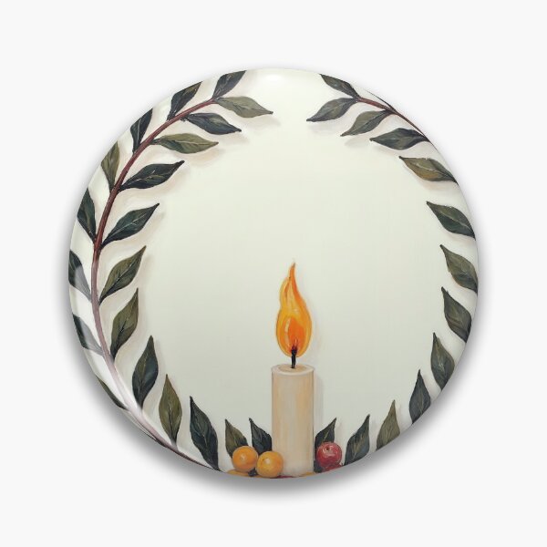 Item preview, Olive Wreath with Candle Flame designed and sold by Devotica.