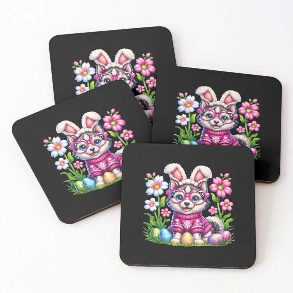 Item preview, Cute Easter Husky in Bunny Ears – Kawaii Spring Puppy Art designed and sold by Imaginarium Design.
