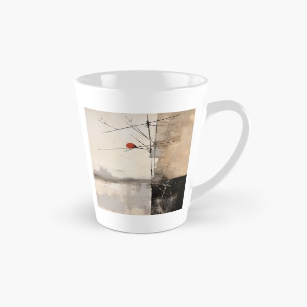 Item preview, Wabi sabi and japandi inspired abstract geometric landscape with red sun designed and sold by filigreedigital.