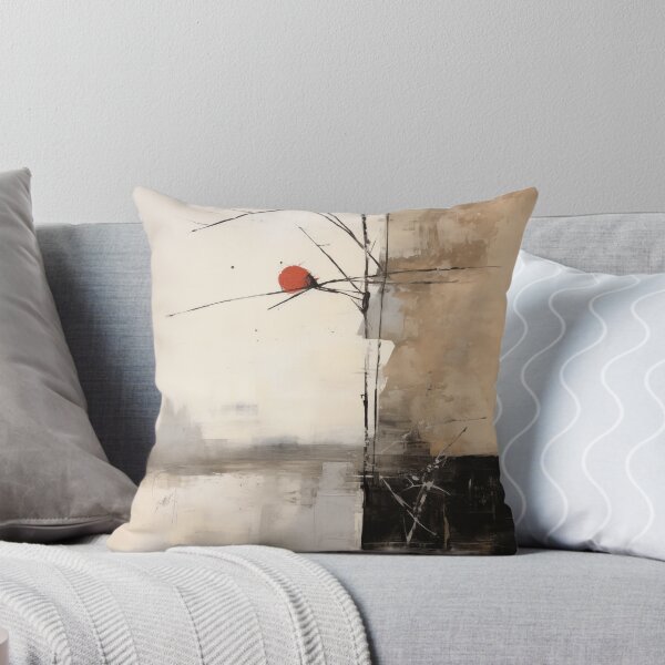 Item preview, Wabi sabi and japandi inspired abstract geometric landscape with red sun designed and sold by filigreedigital.