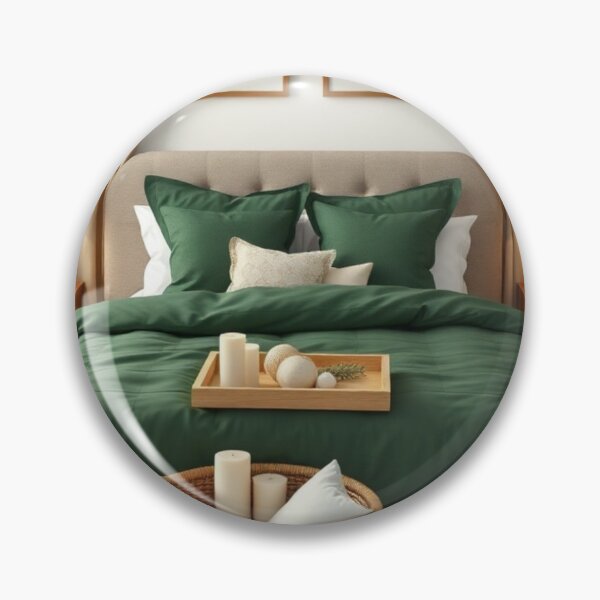 Item preview, Earth Tone Bedroom with Forest Green Linens designed and sold by Jade Ado.