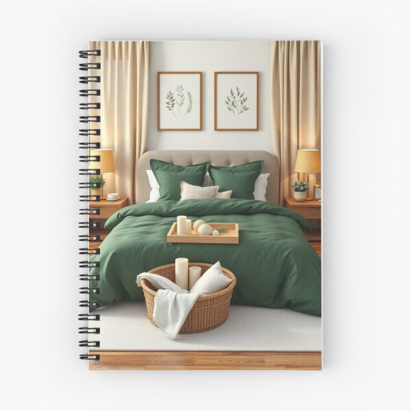 Item preview, Earth Tone Bedroom with Forest Green Linens designed and sold by Vida e Arte.