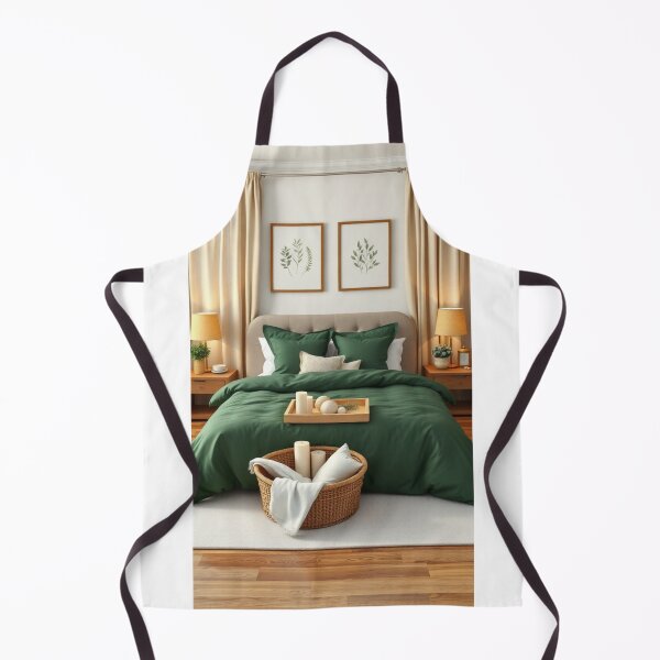 Item preview, Earth Tone Bedroom with Forest Green Linens designed and sold by Vida e Arte.