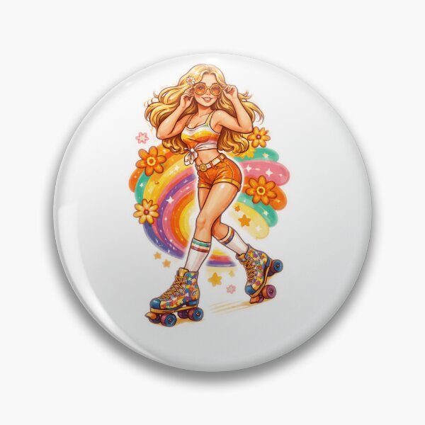 Artikelvorschau, Retro-Rollergirl-Illustration im groovigen 70er-Jahre-Skater-Stil entworfen und verkauft von CzipipitoStudio.