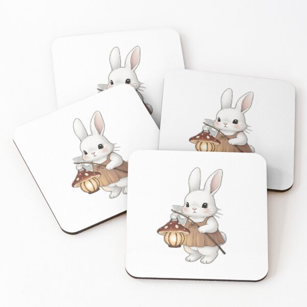 Item preview, White Bunny Carrying Mushroom Lantern designed and sold by pumsquare.