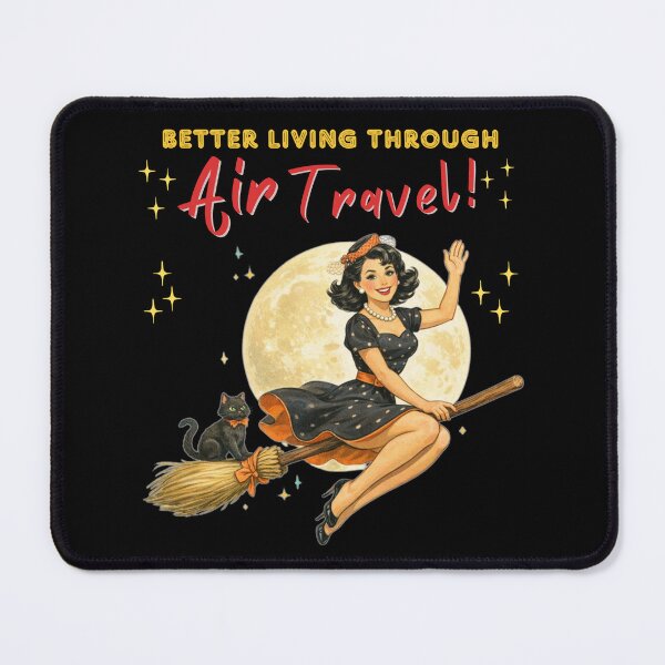 Item preview, Better Living Through Modern Air Travel | Retro Witch Humor | Funny Broomstick Shirt T-Shirt designed and sold by Cinderpoint Studios.