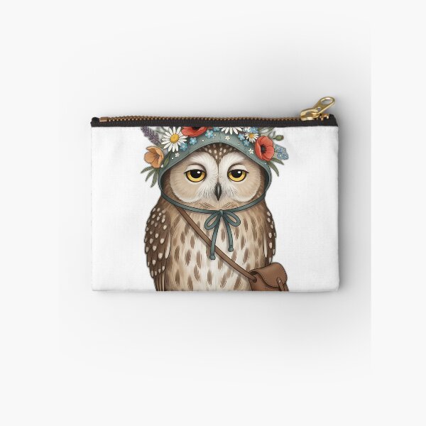 Item preview, Sleepy Owl with Wildflower Bonnet and Tiny Satchel designed and sold by pumsquare.