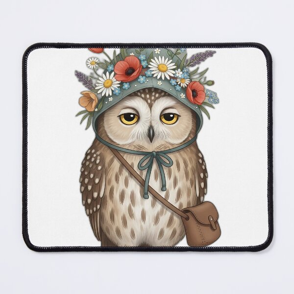 Item preview, Sleepy Owl with Wildflower Bonnet and Tiny Satchel designed and sold by pumsquare.