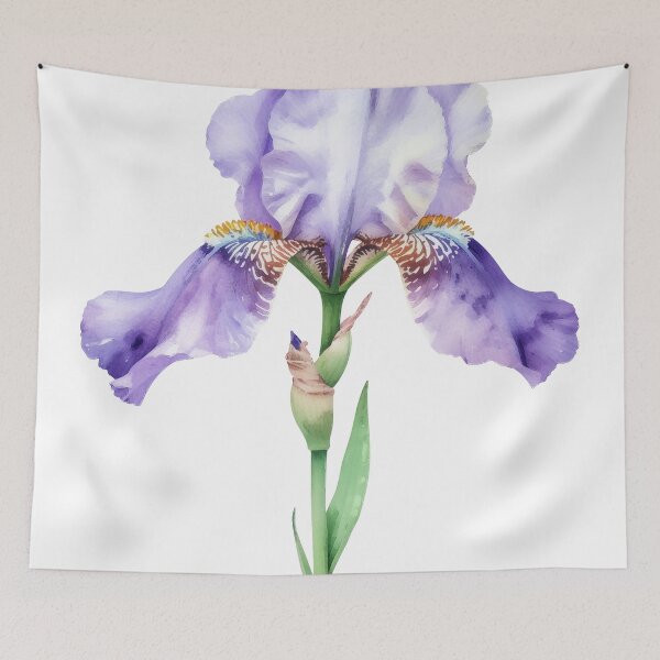 Item preview, Elegant Purple Iris Botanical Watercolor Illustration designed and sold by Rutvain.