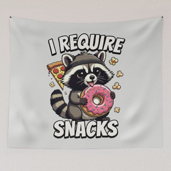 Item preview, I Require Snacks - Funny Raccoon Meme designed and sold by DigitalGlade.