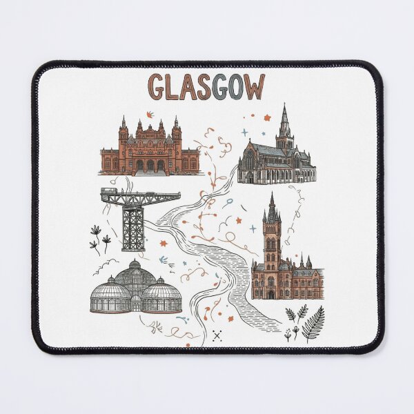Item preview, Glasgow Icons Folk Art Map - Vintage City Landmarks Scotland designed and sold by Loom on the Loch.