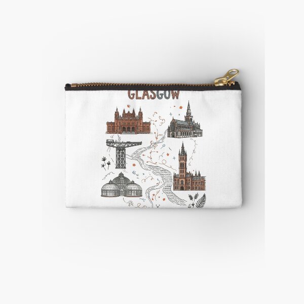 Item preview, Glasgow Icons Folk Art Map - Vintage City Landmarks Scotland designed and sold by Loom on the Loch.