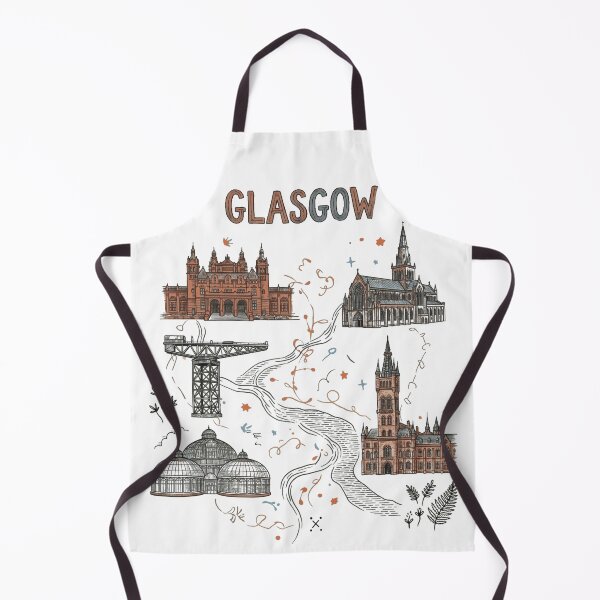 Item preview, Glasgow Icons Folk Art Map - Vintage City Landmarks Scotland designed and sold by Loom on the Loch.