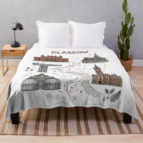 Item preview, Glasgow Icons Folk Art Map - Vintage City Landmarks Scotland designed and sold by Loom on the Loch.