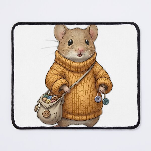 Item preview, Tiny Field Mouse with Oversized Sweater and Button Bag designed and sold by pumsquare.