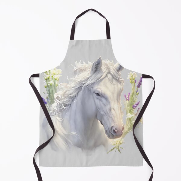 Item preview, White Lipizzaner horse portrait with flowers  designed and sold by Khala.