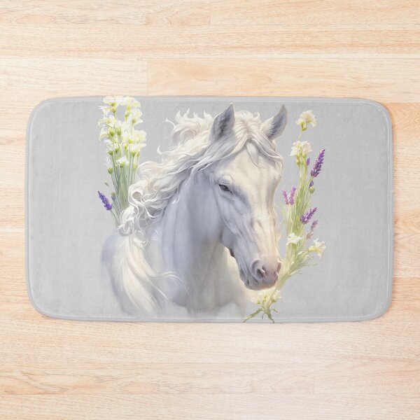 Item preview, White Lipizzaner horse portrait with flowers  designed and sold by Khala.