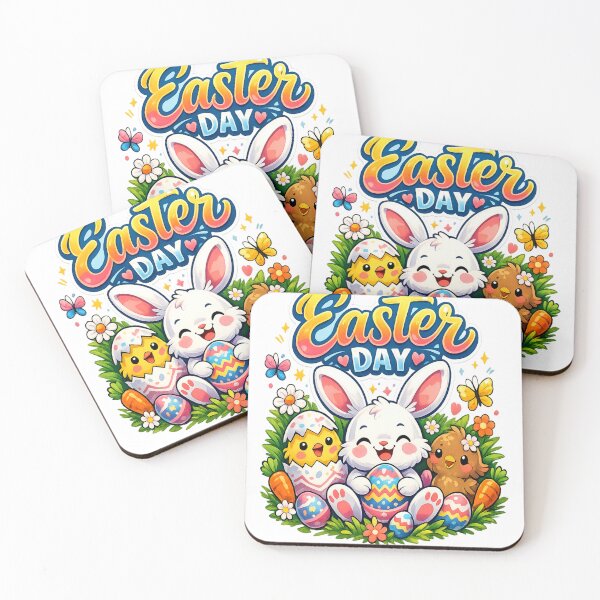 Item preview, Cute Easter Bunny With Colorful Eggs – Happy Easter Day designed and sold by MOUZAT.
